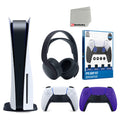 Playstation 5 Disc Version with Extra Galactic Purple Controller, Black Pulse 3D Headset and Microfiber Cleaning Cloth U63401