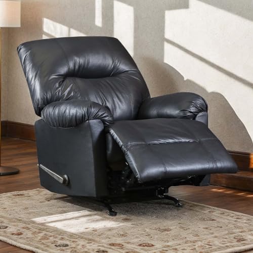 Black Leather Recliner Chair with Footrest U356025