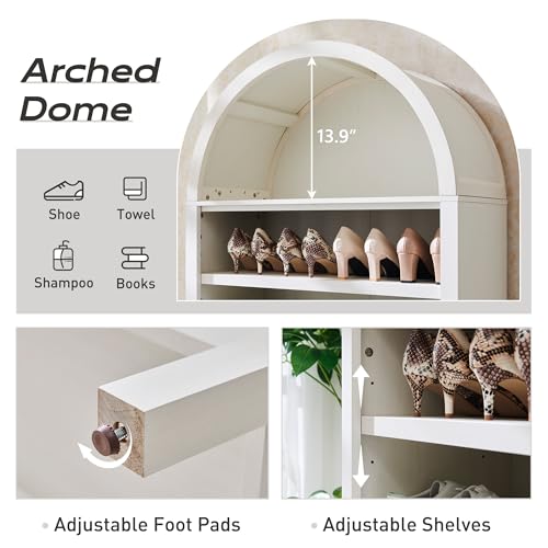 Natural 7 Tier Arched Bookshelf with Adjustable Shelves H827