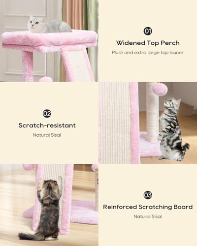 Small Cat Tree with Scratching Post, Light Grey A1890