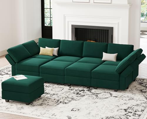 Oversized Modular Sectional Sofa L Shaped Couch Set with Reversible Chaise Black N507