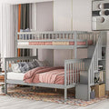 Twin Over Twin/Full Bunk Bed with Twin Size Trundle and Drawers, Solid Wood K270801