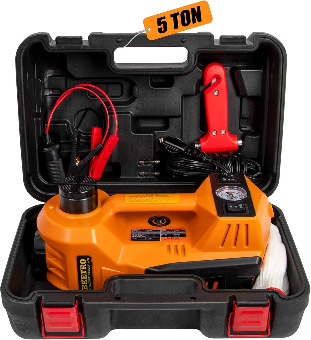 3 in 1 Electric Hydraulic Car Jack with Tire Inflator Pump, 5T (11000 lbs), DC 12V, Lifting Range 6-17.7 inch R5819