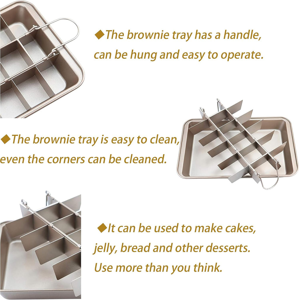 Non Stick Carbon Steel Brownie Pan with Built-in Slicer D342