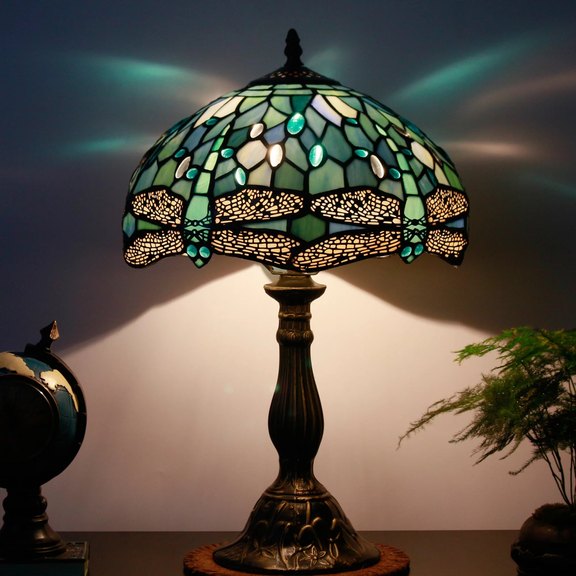 Sea Blue Stained Glass Table Lamp 18" Tall I50723