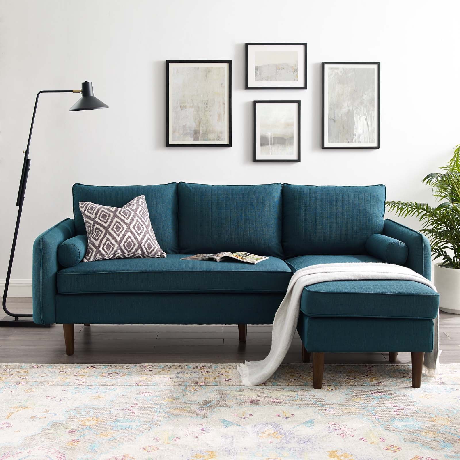 Navy Blue Fabric Sectional Sofa Set E296537