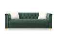 Green Deep Button Tufted Upholstered Sofa with Gold Legs N9819