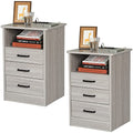 Grey Nightstands Set of 2 with Drawers Y504