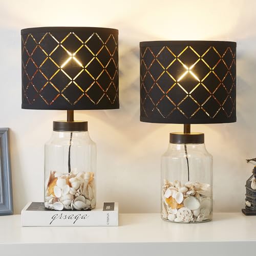 Fillable Table Lamp with Clear Glass and White Lampshade T6364