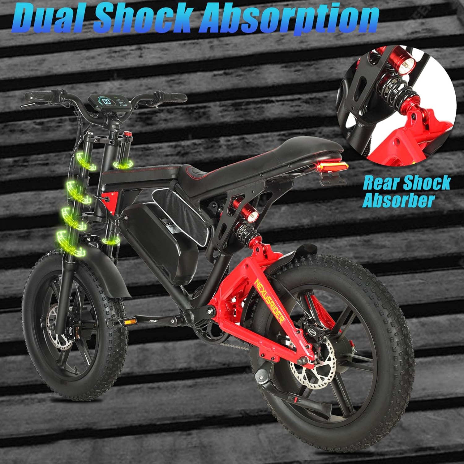Fat Tire Electric Bike 2000W Dual Motor 20inch 48v 22.4ah F9767