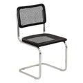 Walnut Wood & Natural Cane Cantilever Side Chair with Chrome Steel Frame J2082