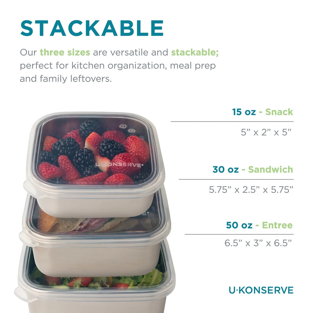 50 oz Stainless Steel Food Storage Bento Box Container with Silicone Lid F814753