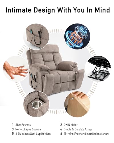 Large Power Lift Recliner Chair with Heated and Massage, 26in Extra Wide Seat T73859