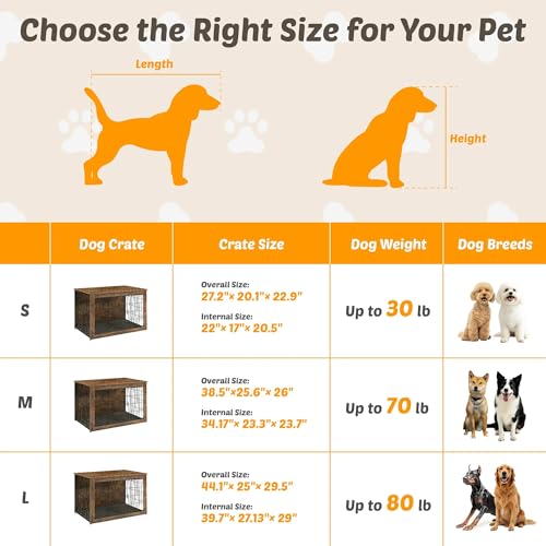 Wooden Dog Crate End Table with Dual Doors, 27 Inch P582