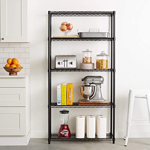 5-Shelf Adjustable Heavy Duty Steel Wire Rack Storage Shelving, Chrome C188