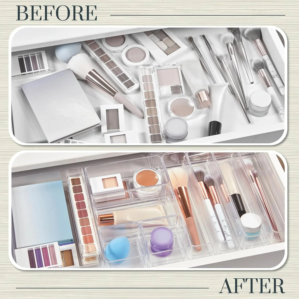 10-piece stackable transparent drawer organizer set O419