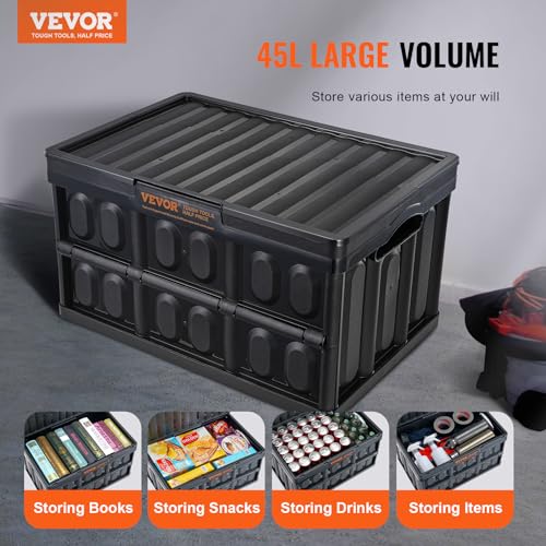 45L Collapsible Storage Bins with Lids 3 Packs Stackable Utility Crates with Handles Large Folding Containers S2671
