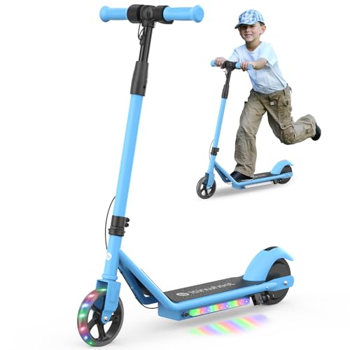 Electric Scooter with Adjustable Speed and Height, Colorful Lights, Double Brake Q874410