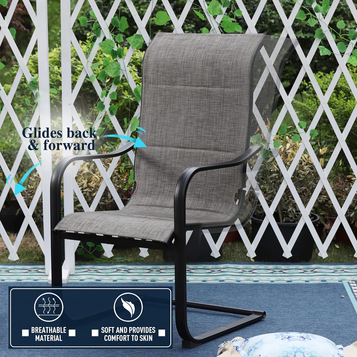 7 Piece Outdoor Dining Set with 6 Spring Motion Chairs and Expandable Table Y567