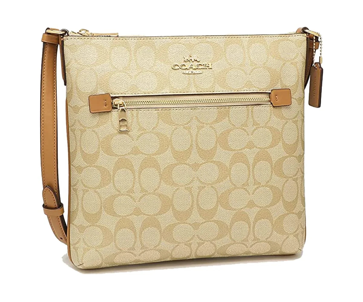 Signature Canvas Light Khaki Saddle File Bag J298