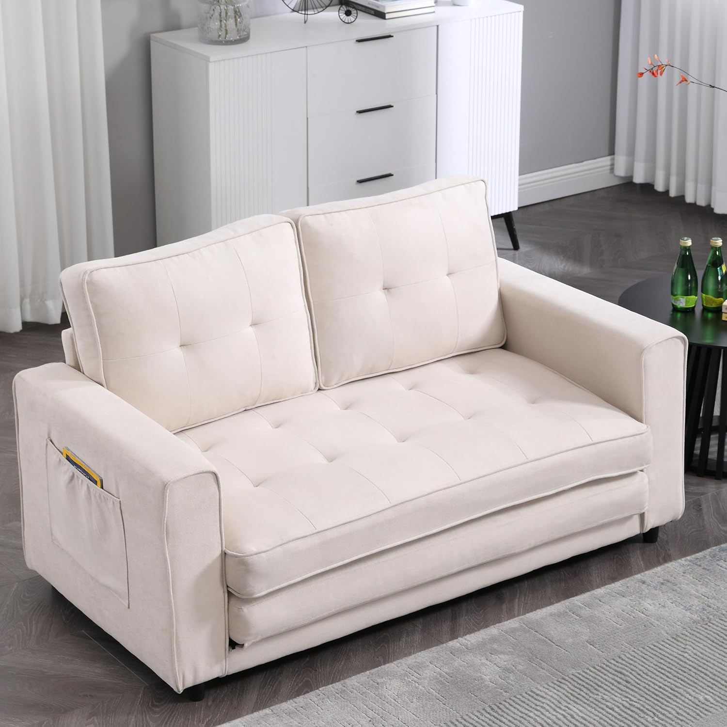 Beige Velvet Sofa P4391
