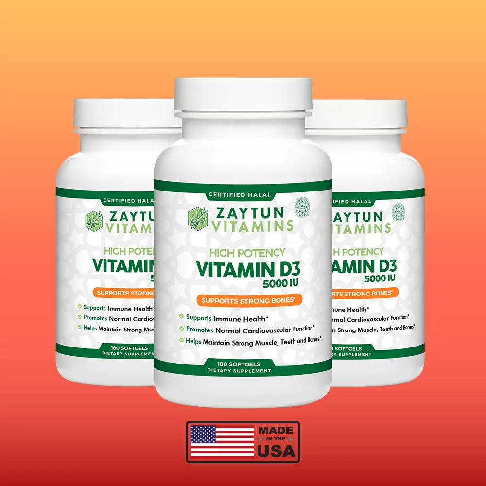 Halal Vitamin D3 5000 IU, 180 Softgels G17390