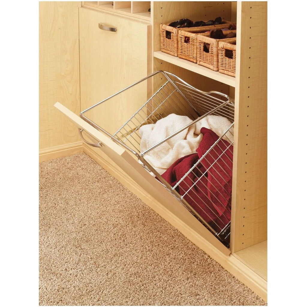 Tilt Out Hamper Basket, Satin Nickel O5204