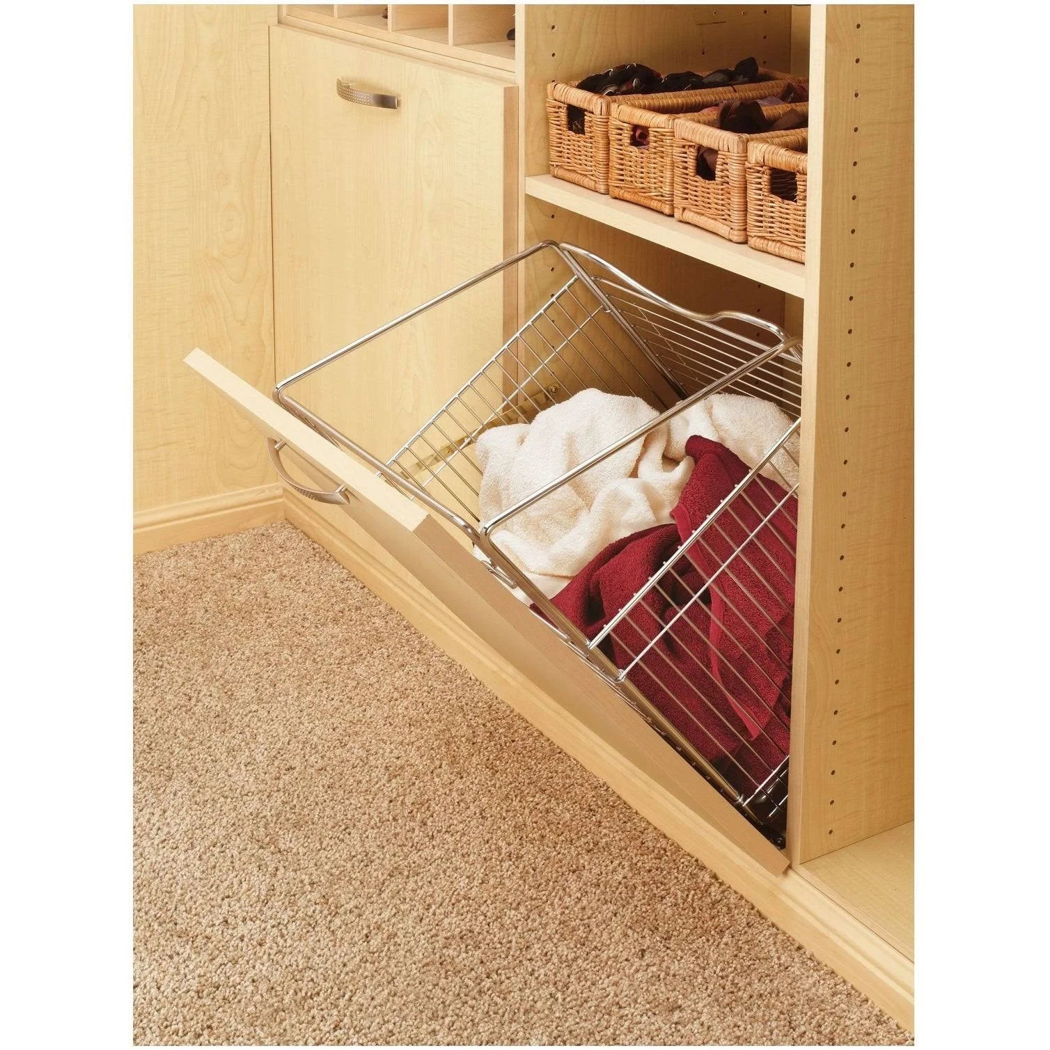 Tilt Out Hamper Basket, Satin Nickel O5204