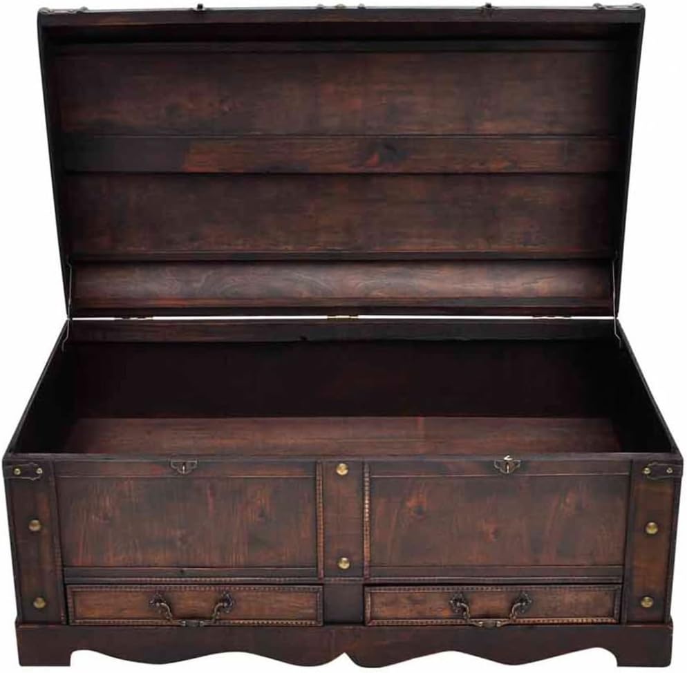 Wooden Storage Trunk with Hinged Lid Q3952