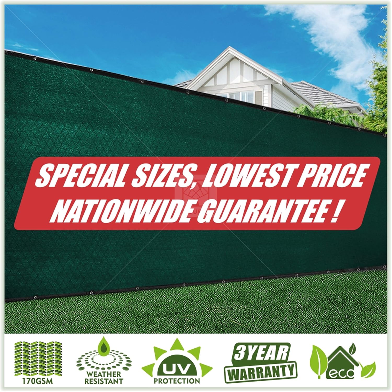 8' x 50' Green Privacy Screen Fabric Shade Tarp S9302