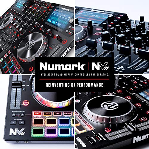 Four Deck DJ Controller with Dual High Resolution Displays, 16 Performance Pads and 5-Inch Metal Platters T2890