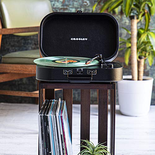 Black 3-Speed Belt-Driven Suitcase Vinyl Record Player Turntable E833