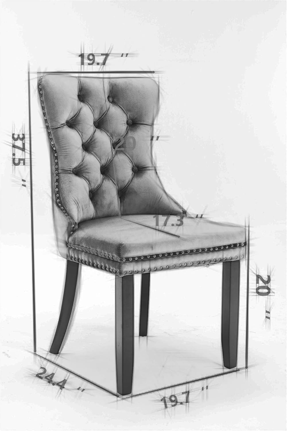 Beige Velvet Upholstered Dining Chair 2-Pcs Set D8271