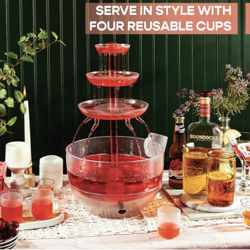 1.5 Gal 3 Tier Drink Fountain with LED Base and 4 Reusable Cups Q207