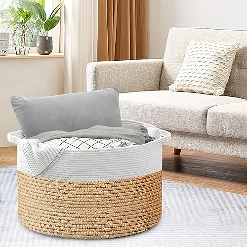 Large Woven Cotton Rope Blanket Basket T674