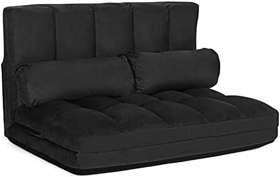 Foldable Floor Sofa with 2 Pillows & Suede Cloth Cover M354