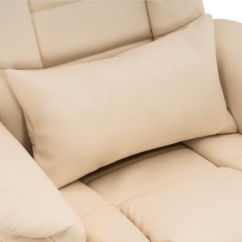Cream White Faux Leather Recliner Chair with Ottoman W816036