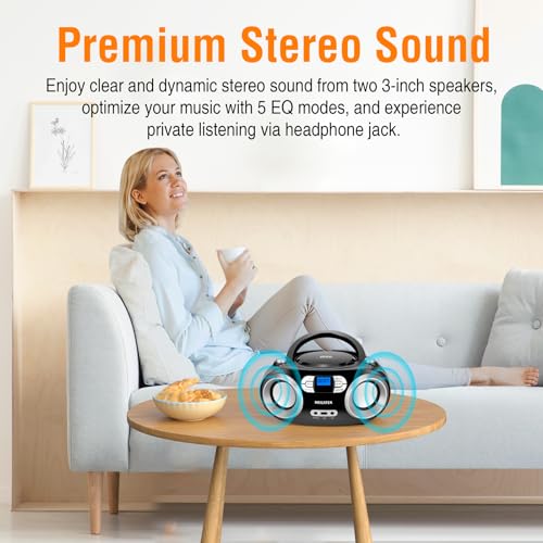Portable CD Player Boombox with Bluetooth, FM Radio, USB Port B11136