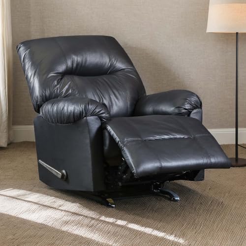 Black Leather Recliner Chair with Footrest U356025