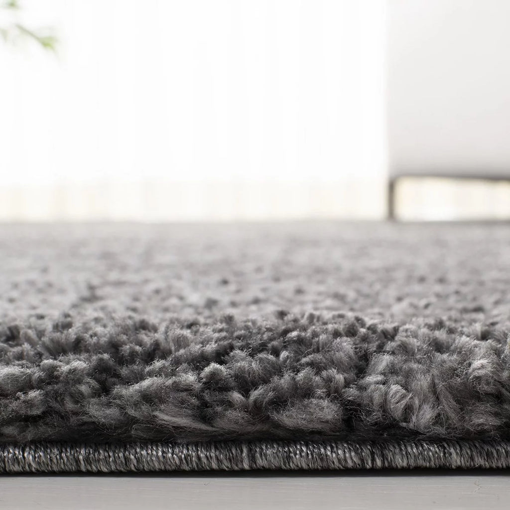 Grey 4' x 4' Square Plush Shag Area Rug U9660