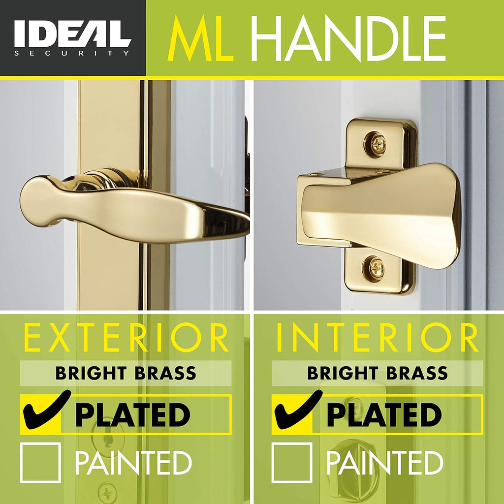 Lever Set for Storm and Screen Doors with Keyed Deadbolt, 2-Posts, Bright Brass Q58130