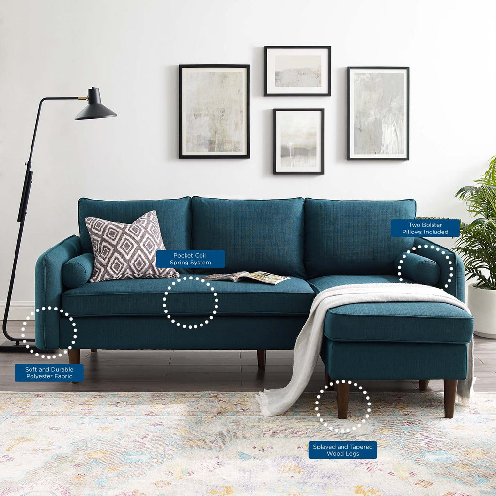 Navy Blue Fabric Sectional Sofa Set E296537