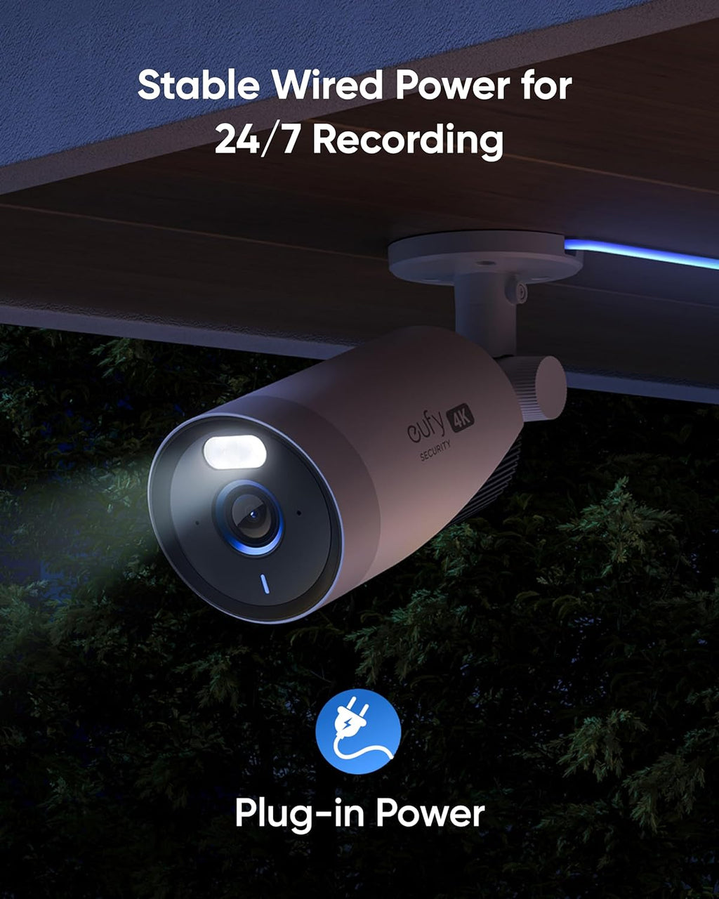 Outdoor Security Camera, 4K Resolution, 24/7 Recording, Plug-in, Enhanced Wi-Fi, Face Recognition AI D45074