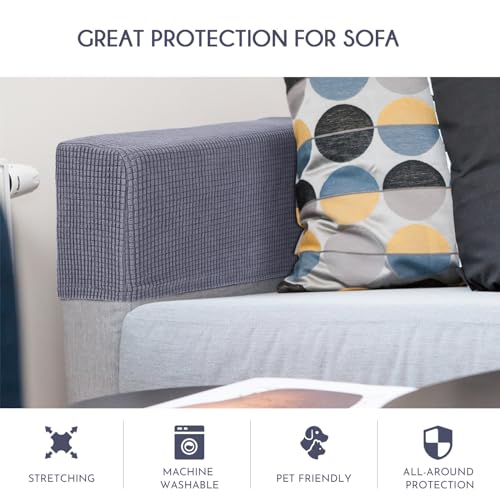 Beige Stretch Sofa Armrest Slipcover 2pcs U794916