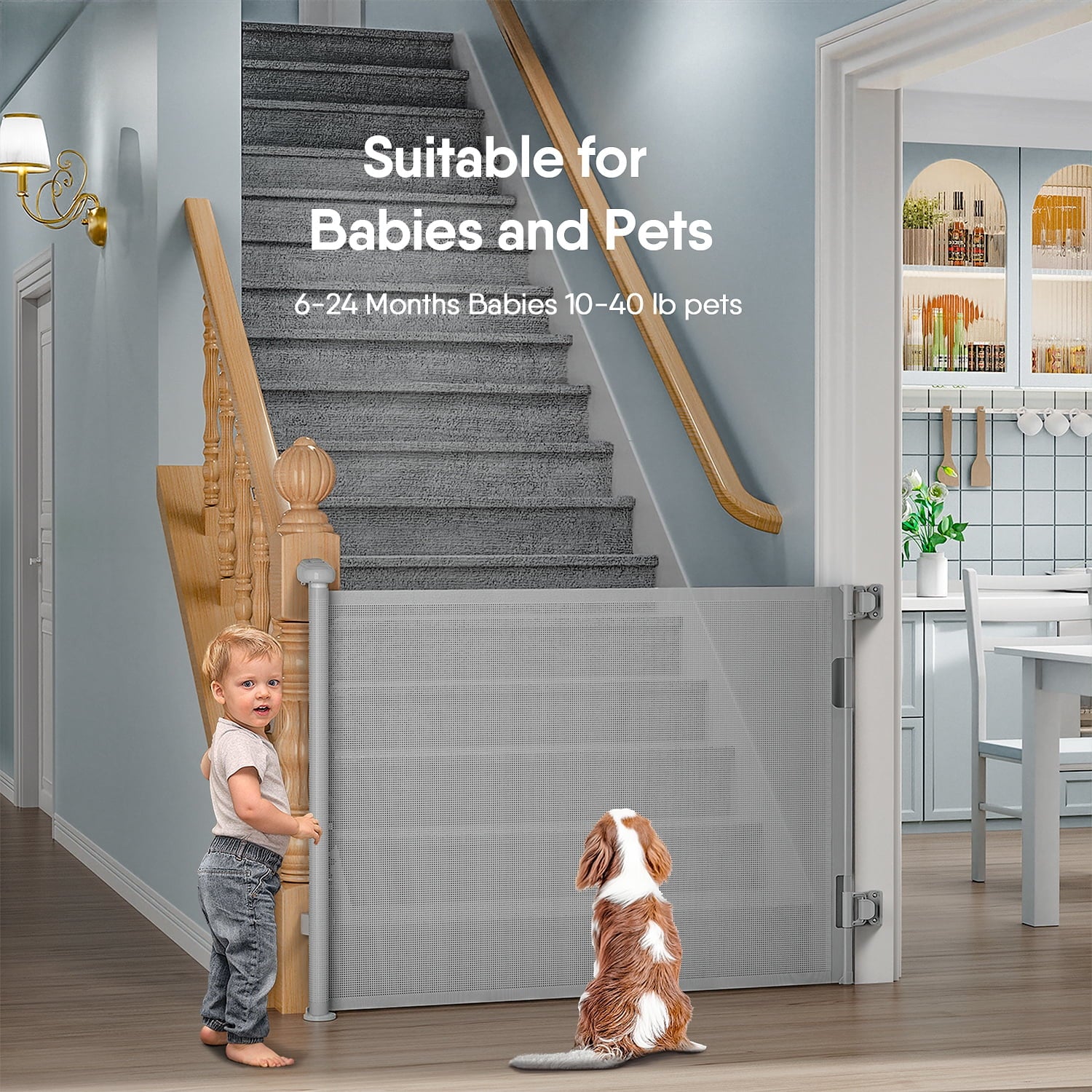 Gray Retractable Baby Gate 33" x 71" G214822
