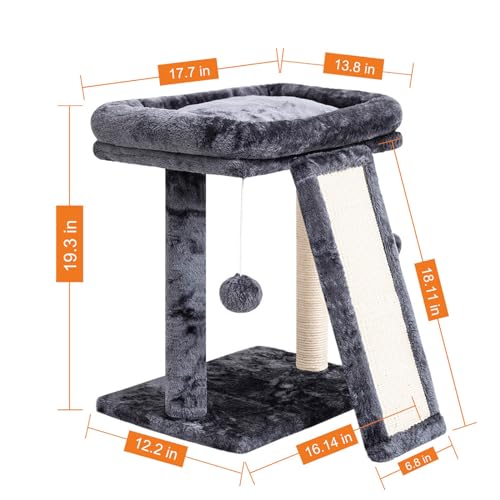 Small Cat Tree with Scratching Post, Light Grey A1890