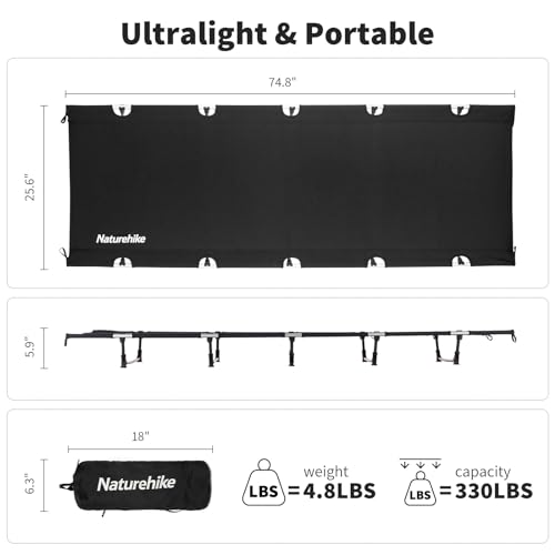 Dark Black Ultralight Folding Camping Cot with Carry Bag Q4538