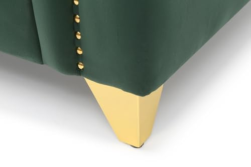 Green Deep Button Tufted Upholstered Sofa with Gold Legs N9819