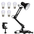 Led Desk Lamp with Clamp, Swing Arm, Folding Table Lamp, Black J325183