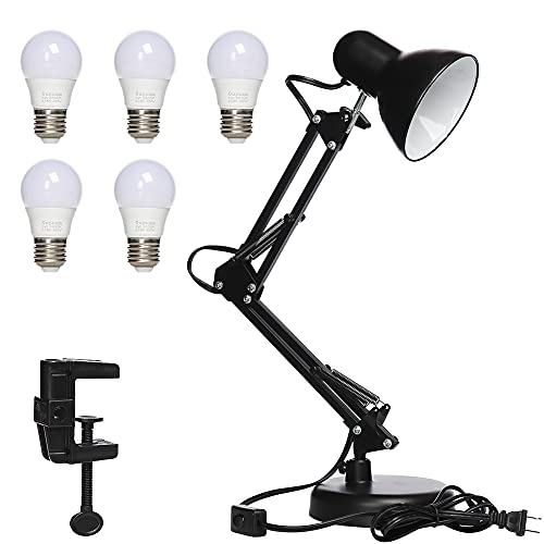 Led Desk Lamp with Clamp, Swing Arm, Folding Table Lamp, Black J325183